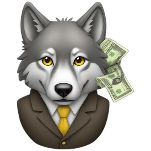 Wolf with money emoji