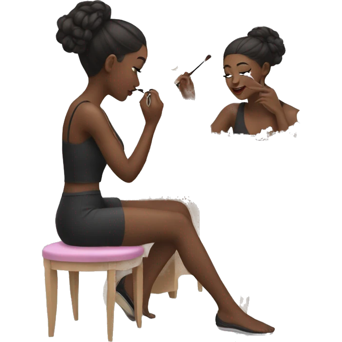 girl sitting and doing her makeup on vanity  emoji