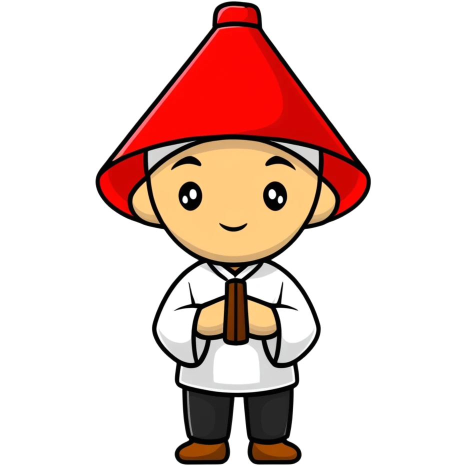 man with Chinese cap, traditional Asian conical hat emoji