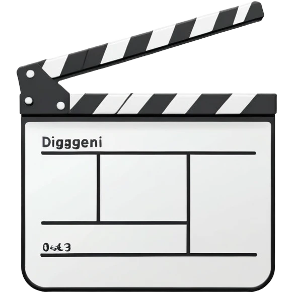 film clapperboard with geometric shape, thin black outlines, single diagonal line, simple design emoji