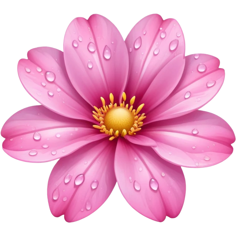 Pink flower that looks like something else, glistening with morning dew emoji
