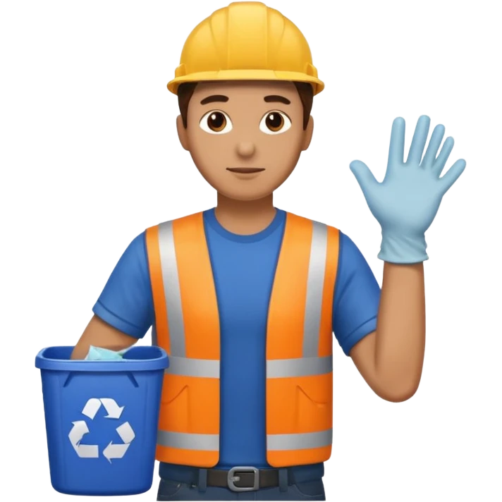 side view , all body , man taking out the trash emoji