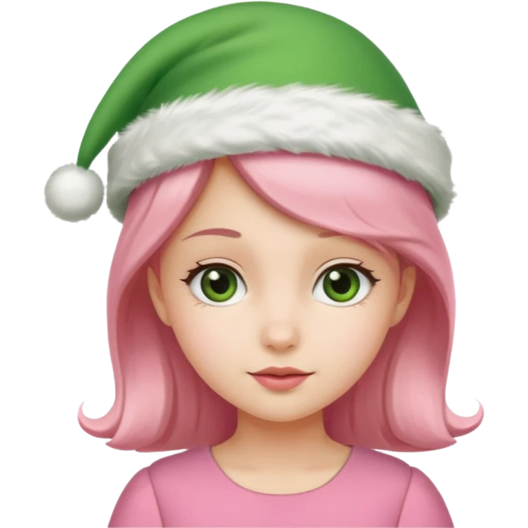 Human girl pink & dress green Christmas emoji