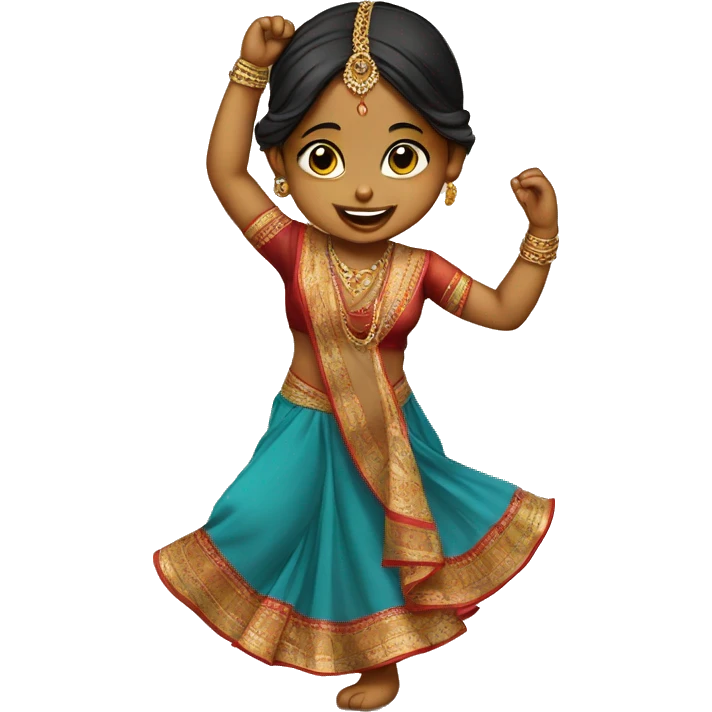 Indian baby girl dancing in ethnic wear comic emoji