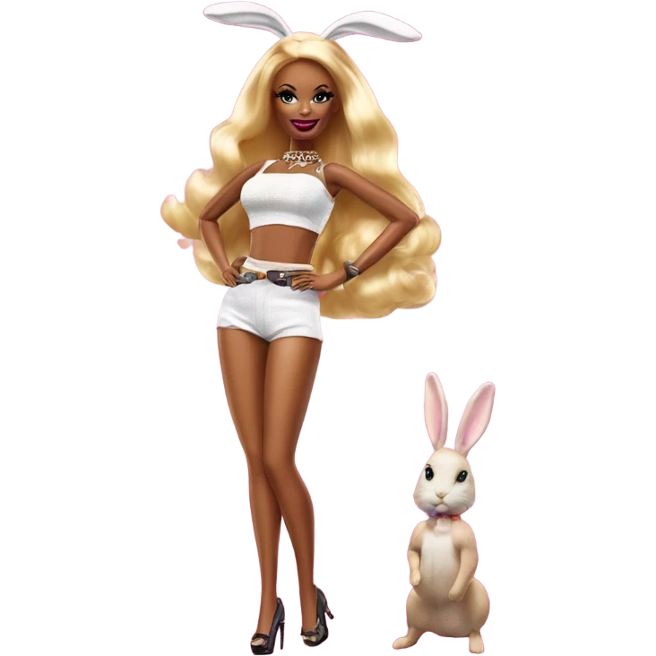 Blonde Go-go dancer Enid Sinclair Barbie,  with bunny ears  emoji