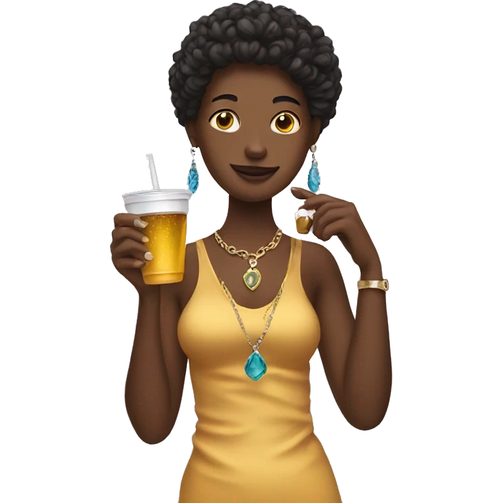 holding jewelry and drinking cup emoji