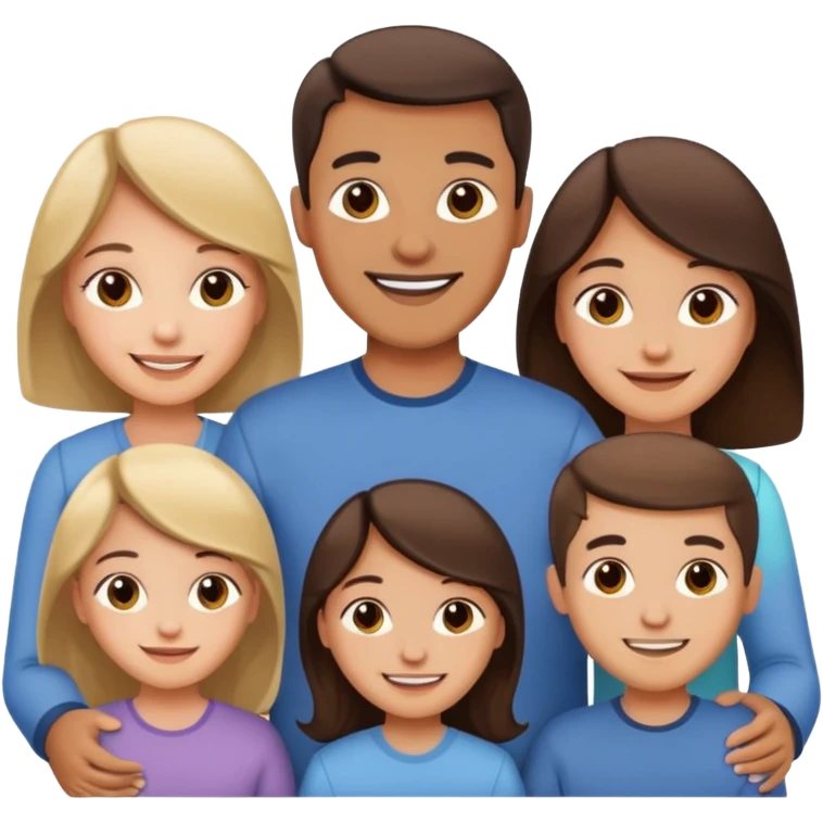 Happy family of 5: mom, dad, sisters and brother emoji