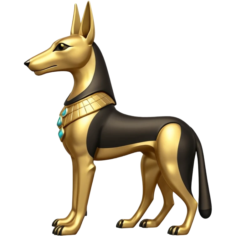 Ancient style statue casually adorned anubis canine formally posed setting down  emoji