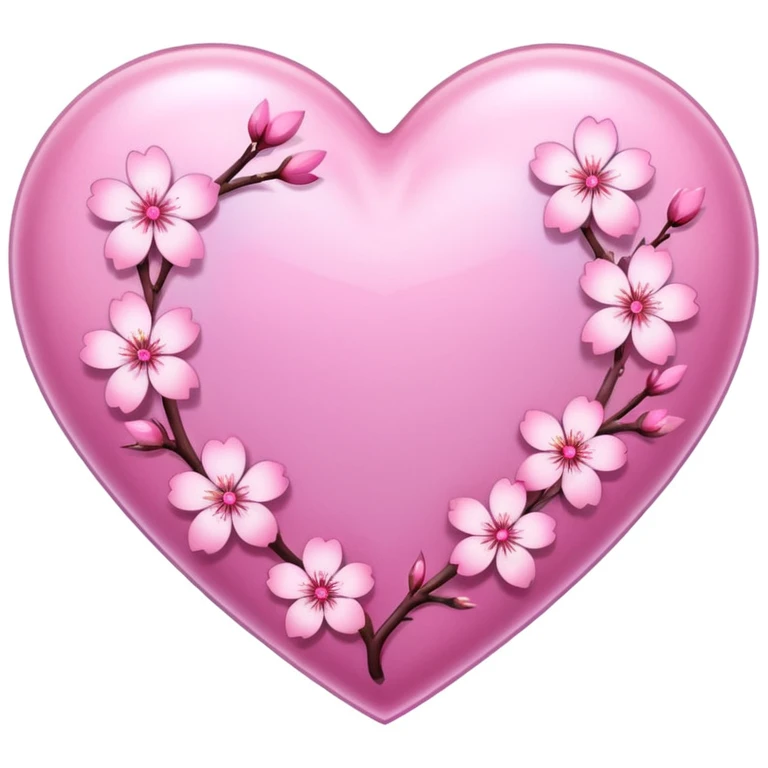 heart with sakura and holographic finish emoji