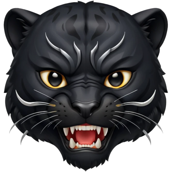 fierce black panther face roaring emoji