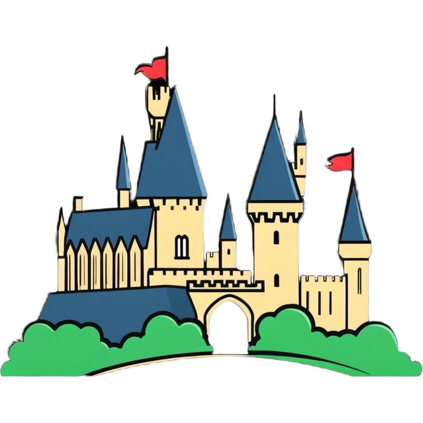 Cute Hogwarts castle with magic emoji
