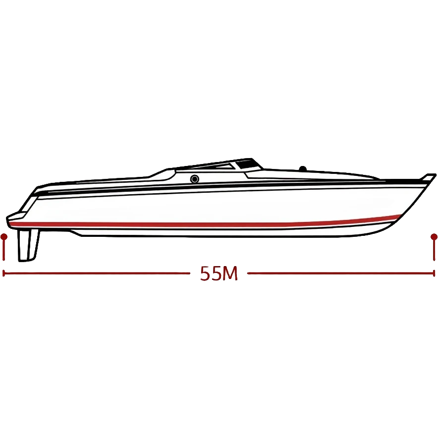 technical diagram of 5.5 meter boat hull with measurement marked emoji