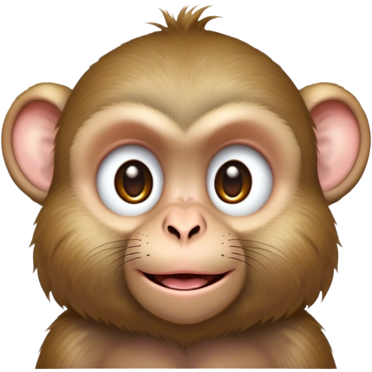 Cinematic Cute Macaque Portrait Emoji, Head tilted playfully and inquisitively, with a charmingly mischievous face accented by soft, fuzzy fur and round, sparkling eyes filled with curiosity, Simplified yet irresistibly adorable features, highly detailed, glowing with a warm, friendly glow, high shine, affectionate and lively, stylized with a touch of primate whimsy, bright and endearing, soft glowing outline, capturing the essence of a playful macaque that seems as if it could jump out of the screen into your arms! emoji