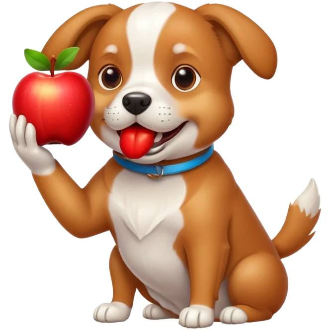 dog holding apple in mouth emoji