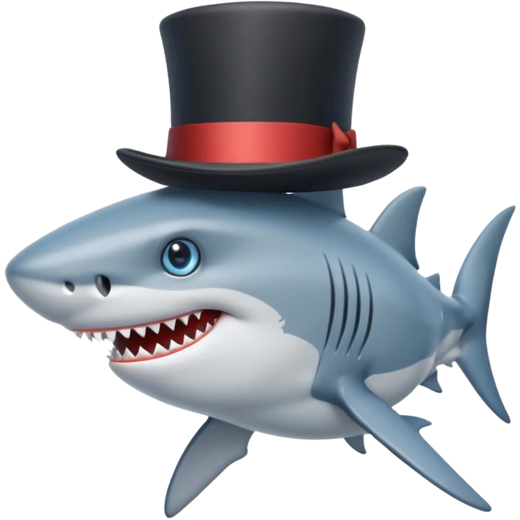 Shark with a top hat emoji