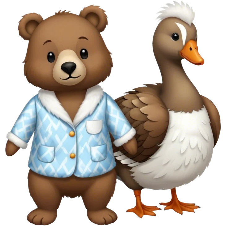 Bear with pyjamas, next to goose with pyjamas  emoji