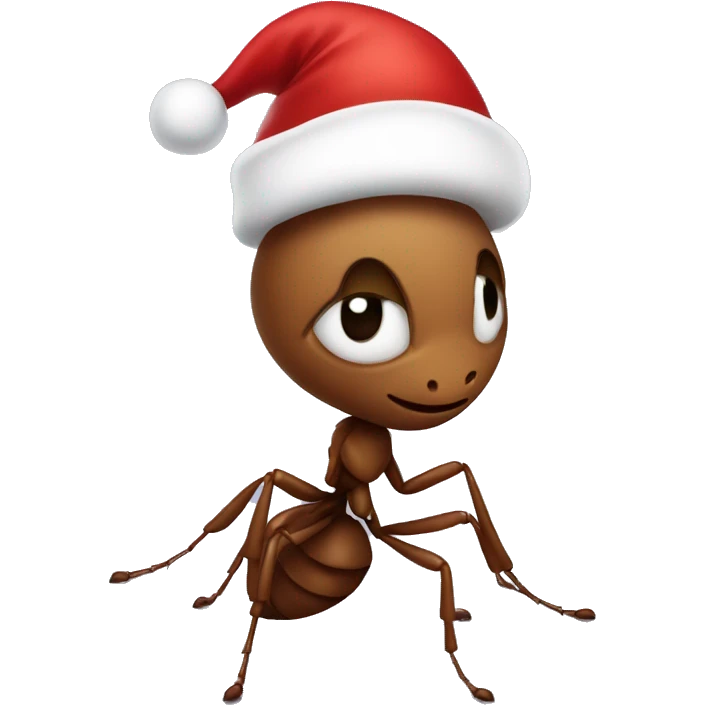 Ant wearing a Santa hat emoji