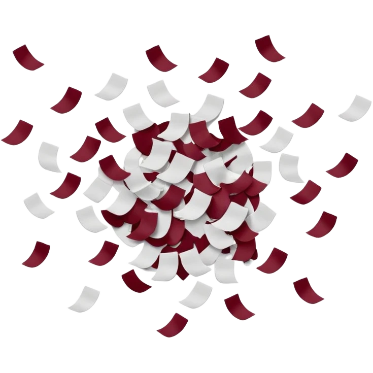 Burgundy and white confetti emoji