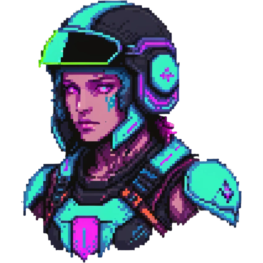 cyberpunk warrior with neon helmet emoji