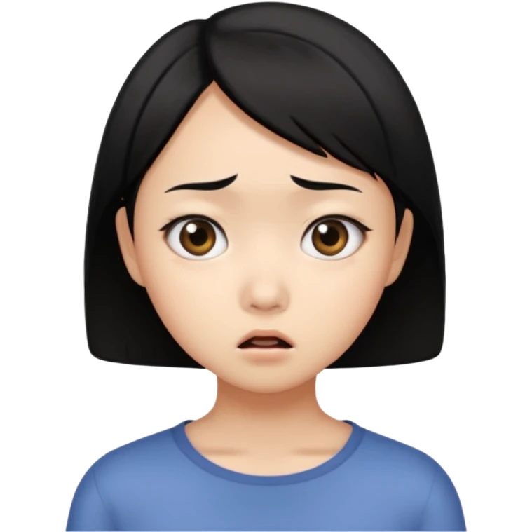 dark circles eyes frightened asian girl emoji