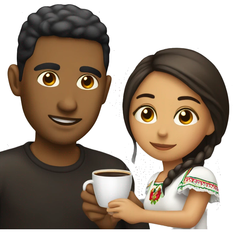 dominican man and mexican girl drinking coffee emoji