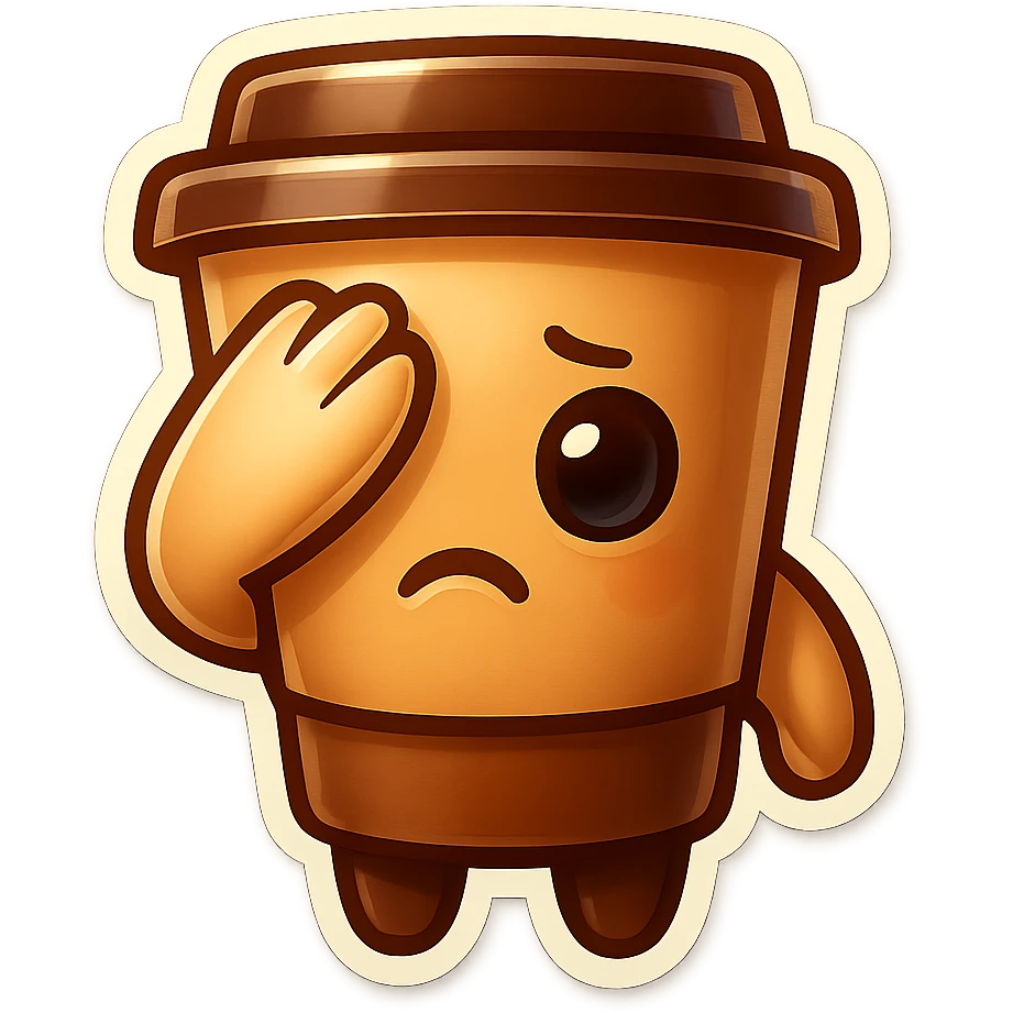 Tall coffee cup, face palm emoji