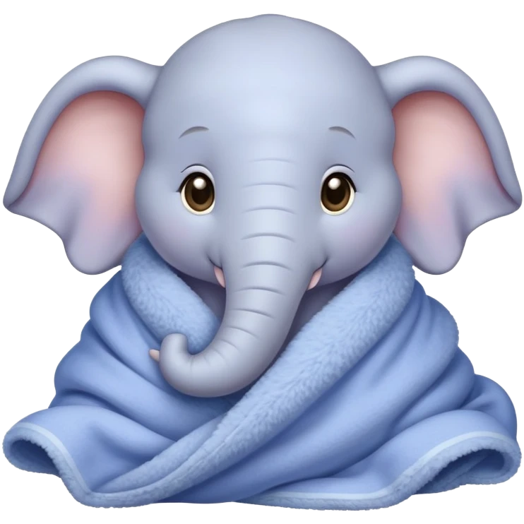 baby white elephant cozy in a periwinkle blanket emoji