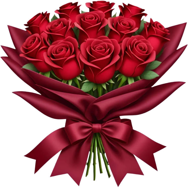 Bouquet of red roses in a burgundy package emoji