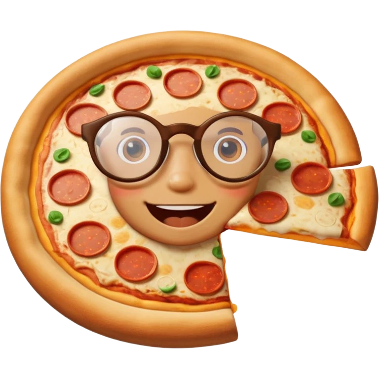 talking pizza with glassess emoji