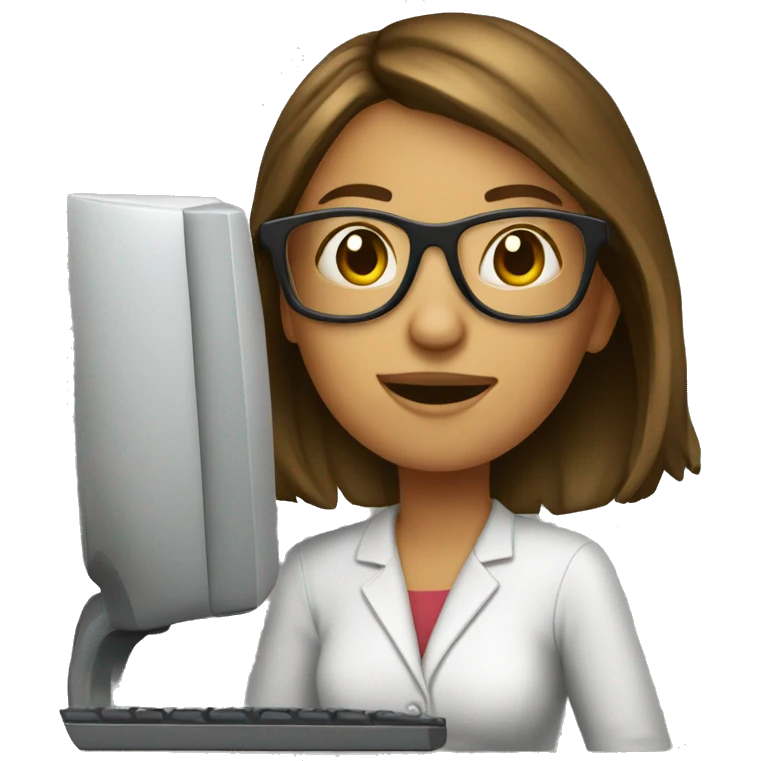 Nerdy women with computer emoji