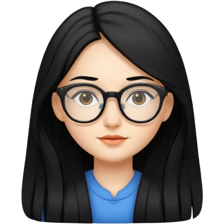 Girl long  hair black coloured hair glasses emoji