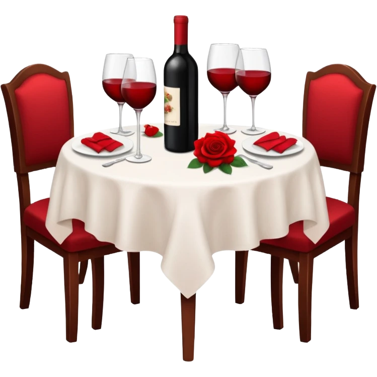  romantic table set for two with roses and red wine emoji