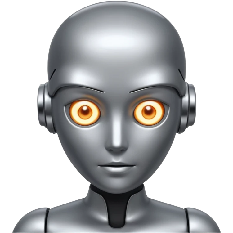Robots Humanoid – Silver android with glowing eyes, human shape emoji