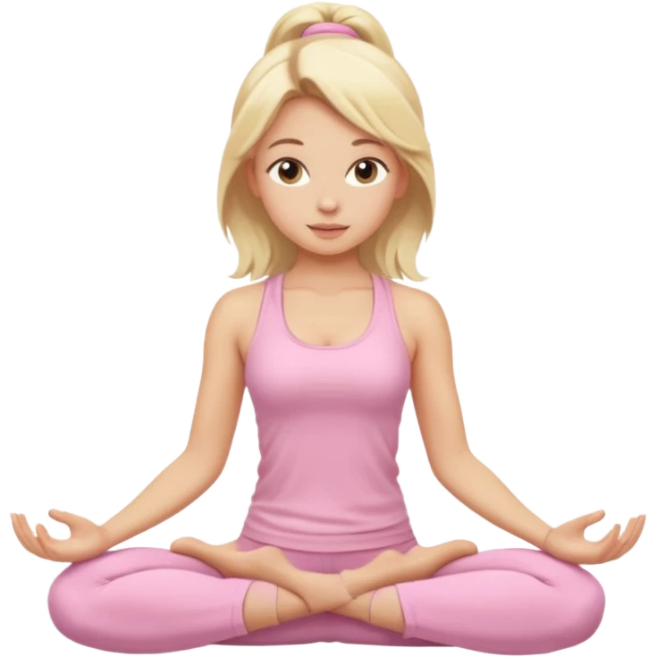 blonde yoga girl light pink clothes n emoji