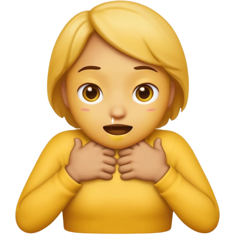 yellow emoji hands choking itself, tight around the neck emoji