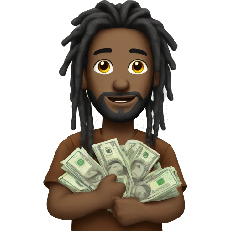 Man with dreads and money emoji