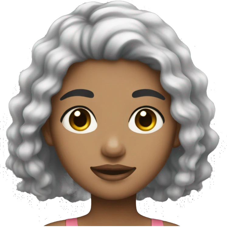 Girl with light skin and black hair slightly wavy who is doing skincare emoji