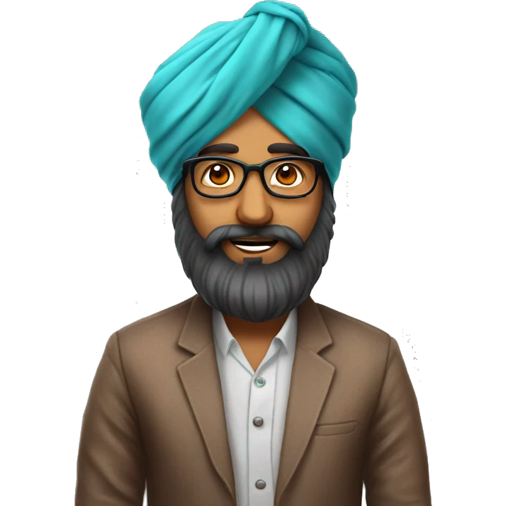 indian guy with a turban with a big beard and really big glasses with a high prescripti emoji