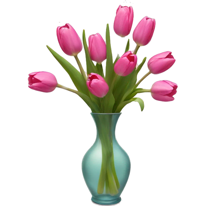 Pink tulips with vase  emoji
