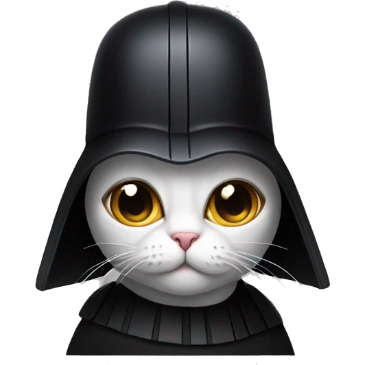 cat wearing a birthday hat and a darth  vader costume emoji