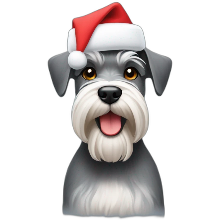 Schnauzer in a Christmas hat emoji