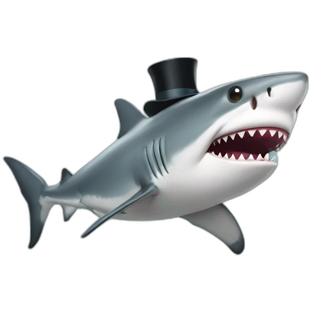 Shark with a top hat emoji