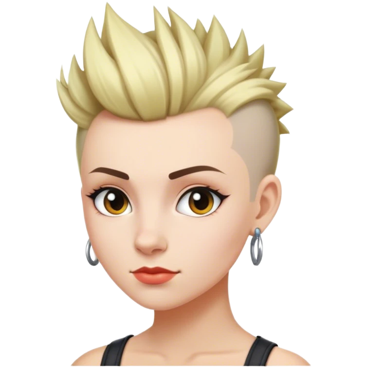 White woman with short hair mohawk style emoji
