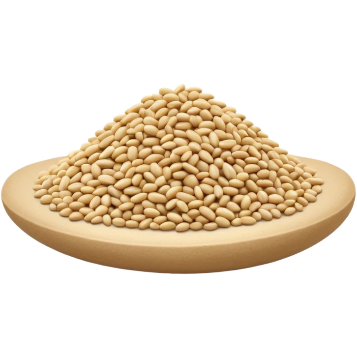 small pile of sesame seeds, off-white to pale beige, oval and slightly curved, smooth, dry matte texture, clean style, optimized for emoji size emoji