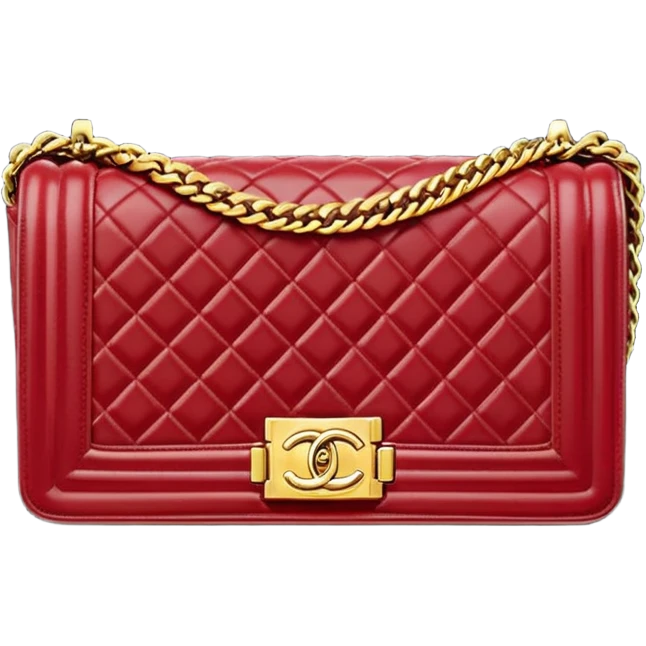 chanel le boy dark red bag gold hardware emoji