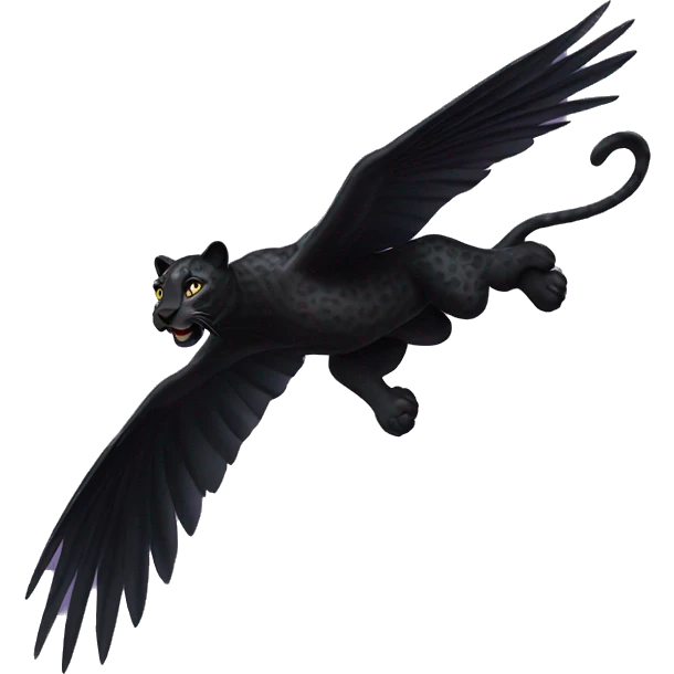 winged black leopard flying emoji