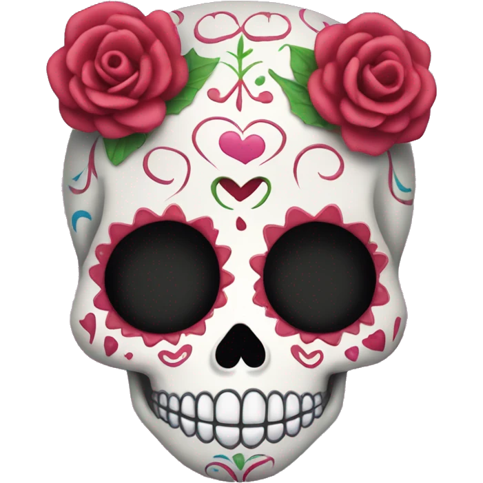 Sugar skull with heart design emoji