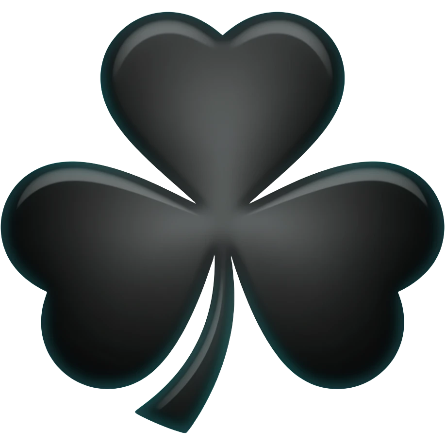 Create a 5-leaf clover emoji/icon in the style of the Black Clover anime. The clover should have 5 leaves, be dark/black in color with a glowing or magical aura, with a menacing or evil energy. Make it look like the grimoire symbol from the series emoji