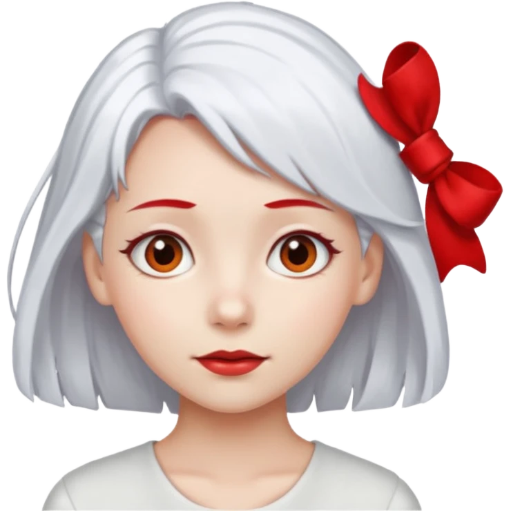  girl with white\ hair and red color hairclip emoji