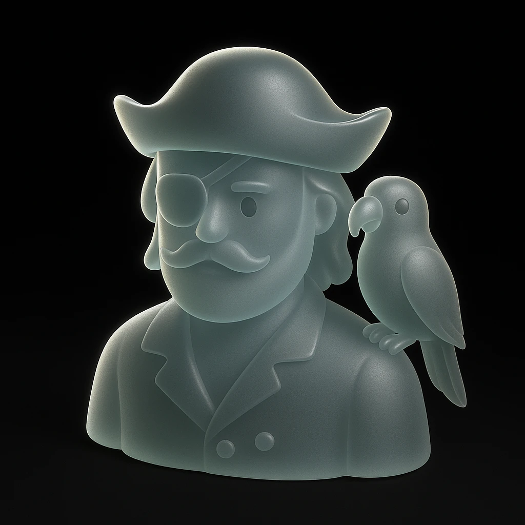 pirate with eye patch and parrot emoji
